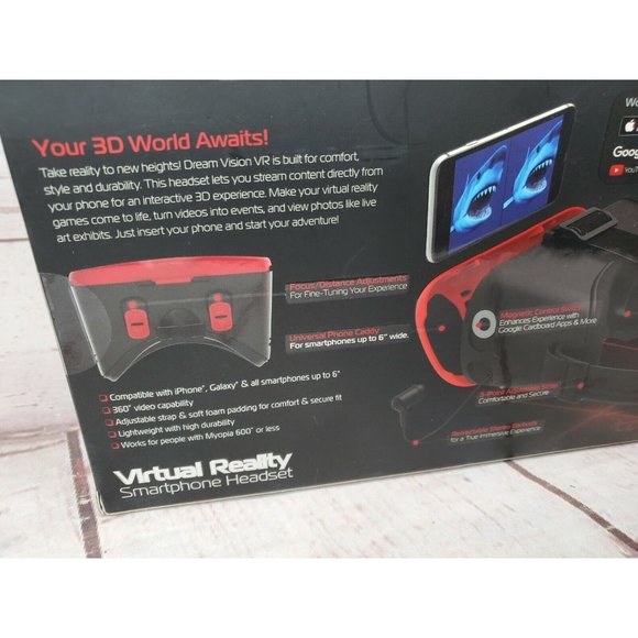 Tzumi DreamVision VR Headset Virtual Reality Smartphone Android iOS w/ Earbuds - Picture 6 of 12